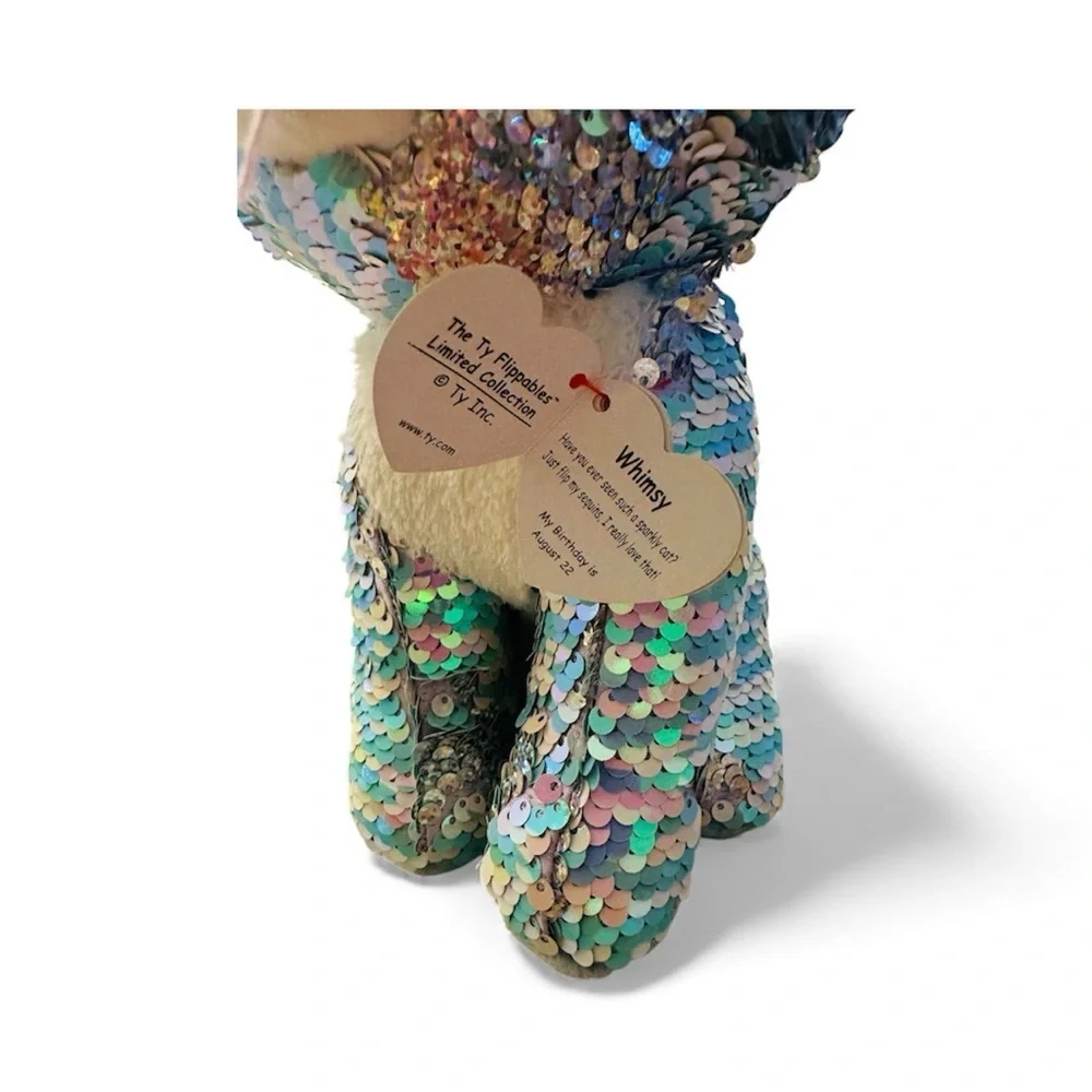 Ty Flippables Whimsy Sequin Cat Plush & Ty Jenni the Rainbow Cat
